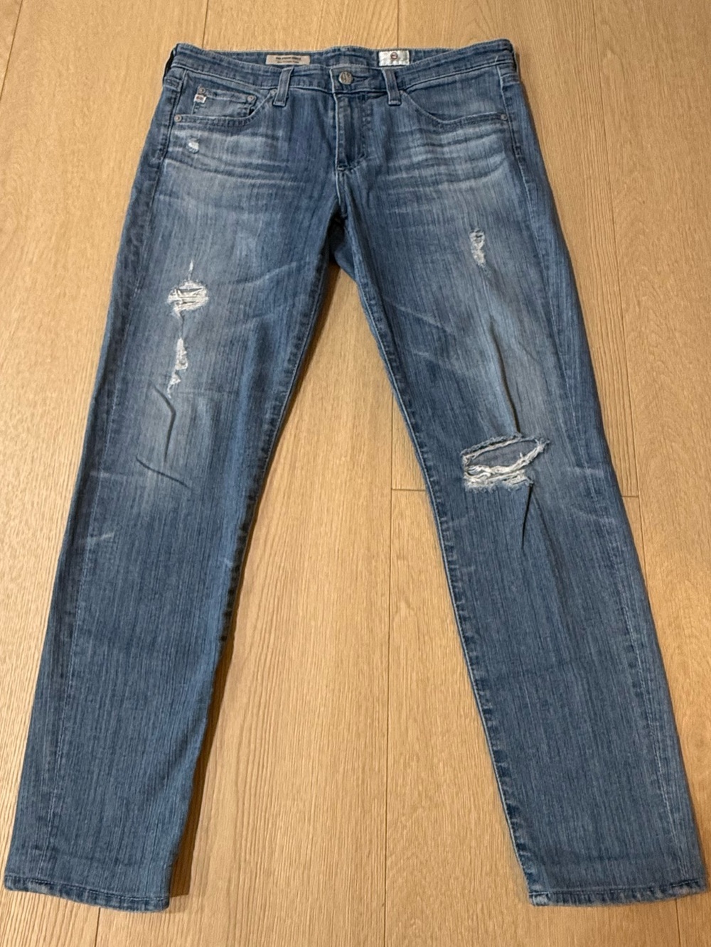 AG Adriano Goldschmied The Stevie Ankle Jeans 29R Distressed Slim Straight Denim